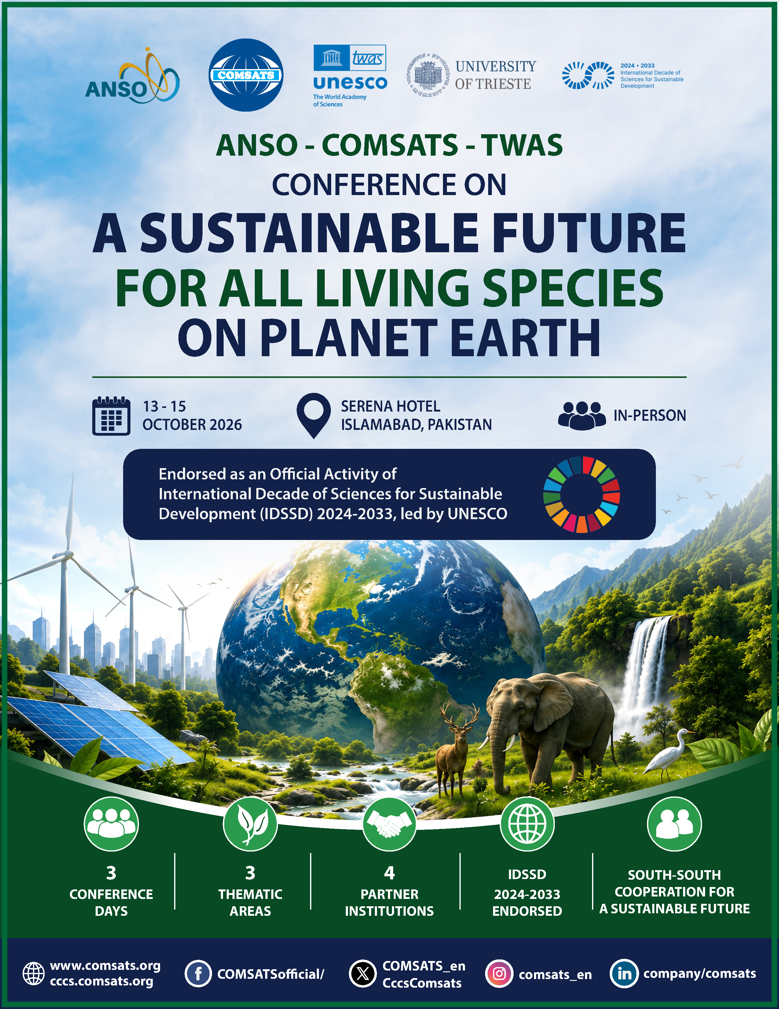 ANSO-COMSATS-TWAS Conference on “A Sustainable Future for All Living Species on Planet Earth”