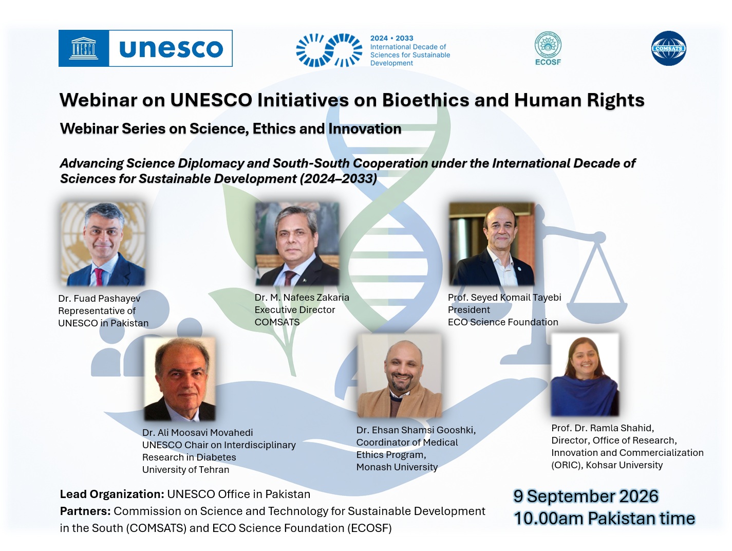 Webinar on UNESCO Initiatives on Bioethics and Human Rights