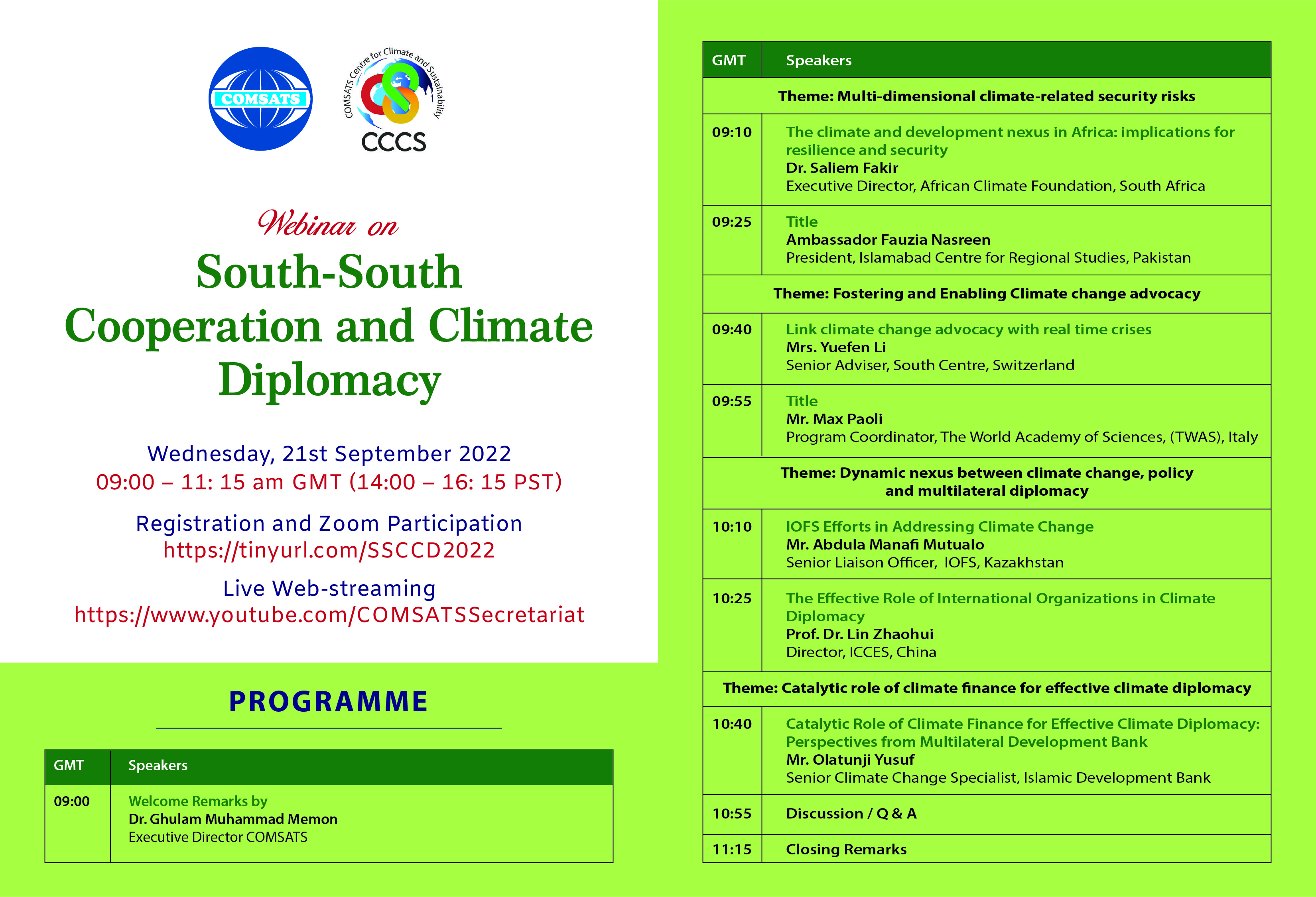Webinar on South-South Cooperation and Climate Diplomacy