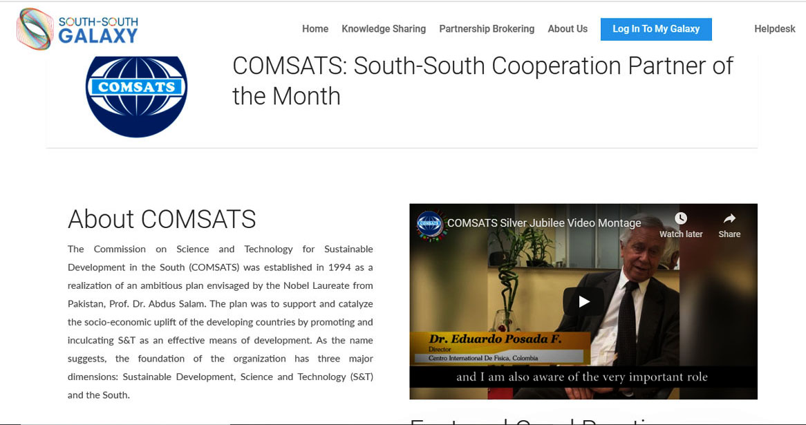 COMSATS Featured as UNOSSC Partner of the Month
